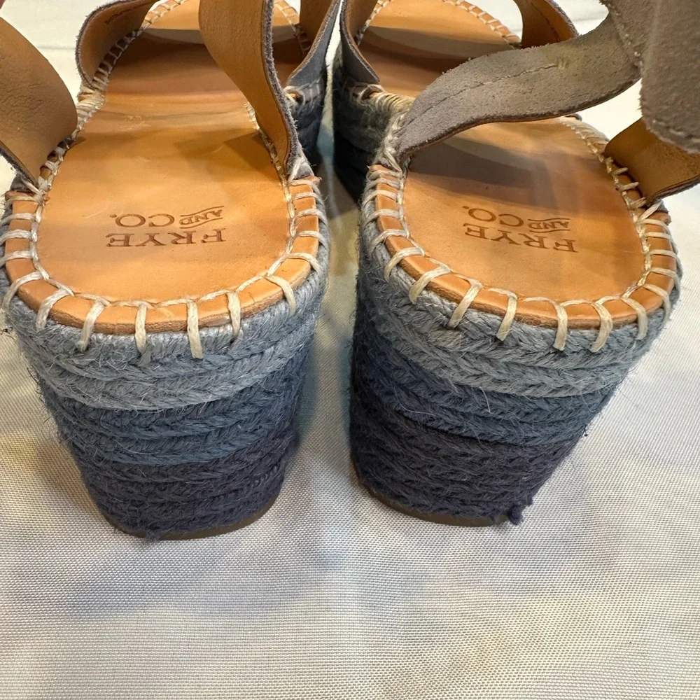 Frye Blues & Gray Amber Espadrille Wedge Heel Sz 8.5 - Picture 11 of 11